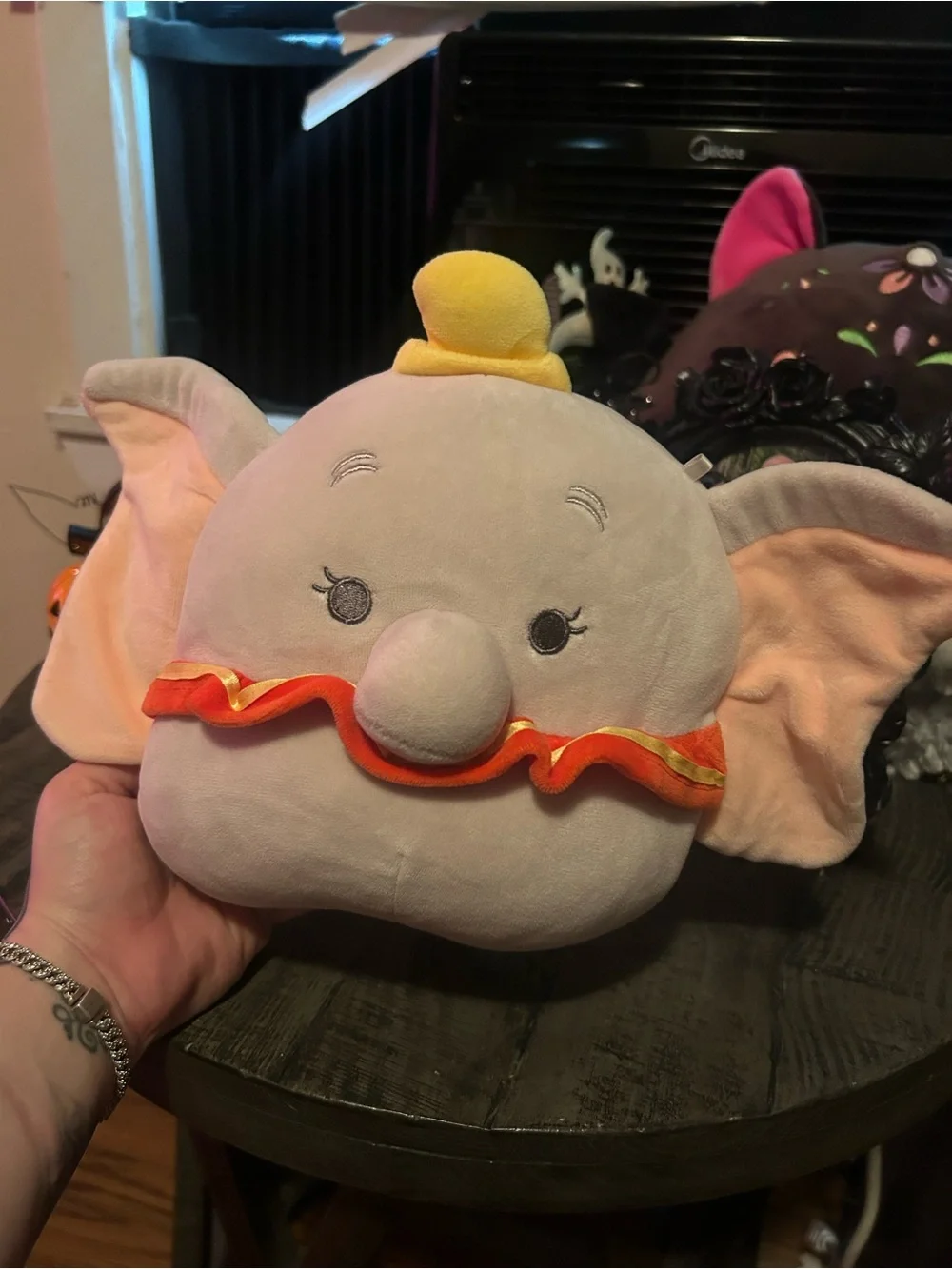 Plush Dumbo Stuffed Toy - Soft Gray with Yellow Hat